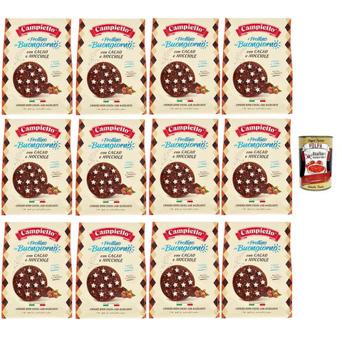 Campiello Il Frollino del Buongiorno con cacao e nocciole Shortbread mit Kakao und Haselnüssen, biscuits cookies 100% Italienische Kekse 12x 700g Original italienisch inkl. Italian Gourmet Polpa 400g