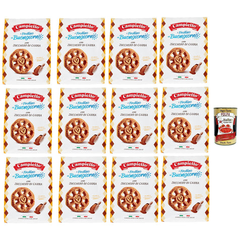 Campiello il Frollino del Buongiorno con zucchero di canna, Shortbread mit brauner Zucker 12x700g Original italienisch Kekse