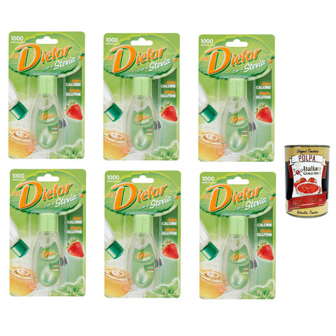 Dietor MyDietor Cuor di Stevia, Natürlicher flüssiger Süßstoff 0 kcal, Glutenfrei, gluten free, Ohne Aspartam 6x 50 ml Original italienisch inkl. Italian Gourmet Polpa 400g