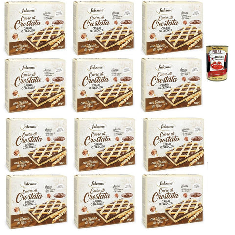 Falcone Cuor di Crostatina con Farcitura alla Crema di Gianduia, Kuchen mit Gianduia Creme 12x 240g inkl. Italian Gourmet polpa 400g Original italienisch
