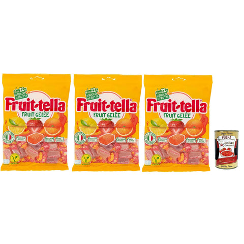 Perfetti Fruittella Gelée, Gummiband, geschmack, mit Fruchtsaft, Gluten - frei 3x 180g inkl. Italian Gourmet polpa 400g Original italienisch