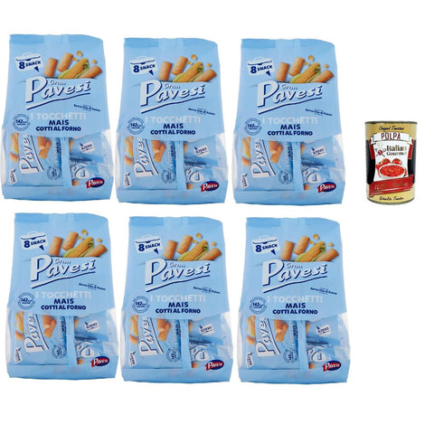 Pavesi Gran Snack Tocchetti, Snack Al Mais im Ofen ohne Palmöl gekocht 6x256g Original italienisch Gebäck