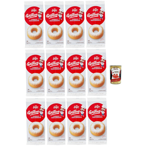 Lago 1968, Le Merende di Ciambelle zuccherate, Donuts mit Zucker, Einzeln verpackte, weiche Snacks, ohne Palmöl 12x 180g inkl. Italian Gourmet polpa 400g Original italienisch