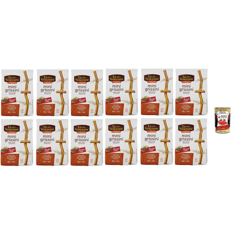 Le Veneziane mini grissini con sesamo e chia senza glutine, gluten free breadstick, glutenfreie Mini - Grissini mit Sesam und Chia 12x 250g inkl. Italian Gourmet polpa 400g Original italienisch