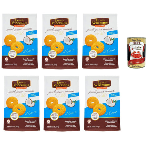 Le Veneziane piccoli piaceri croccanti senza glutine, biscotti al Cocco. Kokoskekse. kuchen gluten free, glutenfrei 6x 250 g Original italienisch inkl. Italian Gourmet Polpa 400g