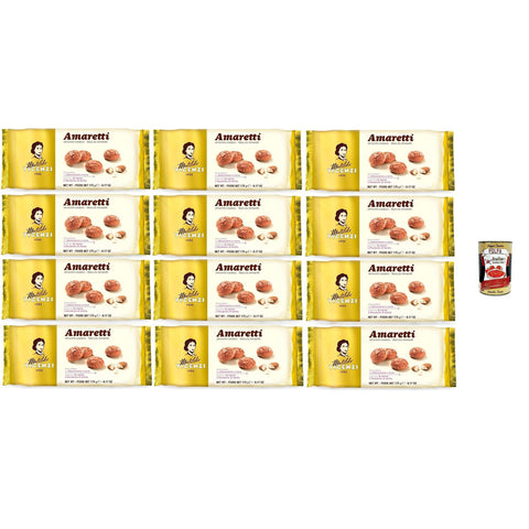 Matilde Vicenzi Biscotti Amaretti, Pasticcini Tradizionali, Knusprig und bröckelig kekse, buiscuits mit Mandeln aus Sizilien, 12x 175g Original italienisch inkl. Italian Gourmet Polpa 400g
