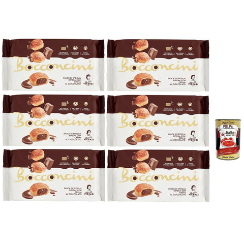 Matilde Vicenzi millefoglie Bocconcini al cioccolato, Blätterteigbacken, knusprige und zarte, süße Snack aus raffiniertem Gebäck, gefüllt mit Schokoladencreme 6x 100g Original italienisch inkl. Italian Gourmet Polpa 400g