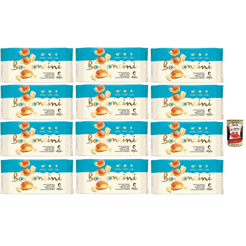 Matilde Vicenzi millefoglie Bocconcini al Latte e Cioccolato Bianco, Blätterteigbacken, knusprige und zarte, süße Snack, gefüllt mit Milch und weiße Schokoladecreme 12x 100g inkl. Italian Gourmet polpa 400g Original italienisch