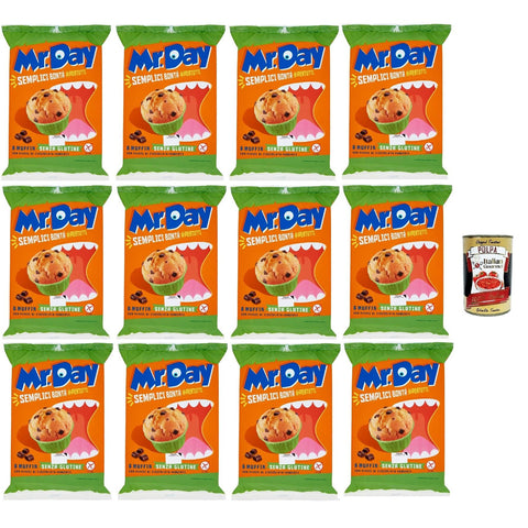 Mr.Day Glutenfreie Muffins mit dunklen Schokoladennuggets, laktosefreier und palmölfreier Snack, ideal zum Frühstück, Snack oder Kuchen, Gluten free 12x 252 gr inkl. Italian Gourmet polpa 400g Original italienisch