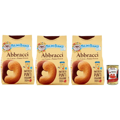 Mulino Bianco Abbracci Biscotti con Cacao e Panna Fresca, Shortbread Kekse mit Kakao und frischer Sahne 3x350g Original italienisch