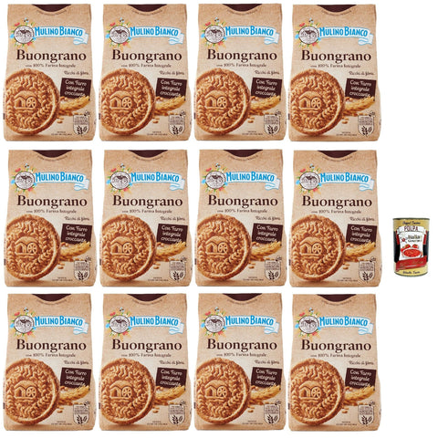 Mulino Bianco Biscotti Buongrano con 100% Farina Integrale, Kekse mit 100% vollem Mehl 12x350g Original italienisch