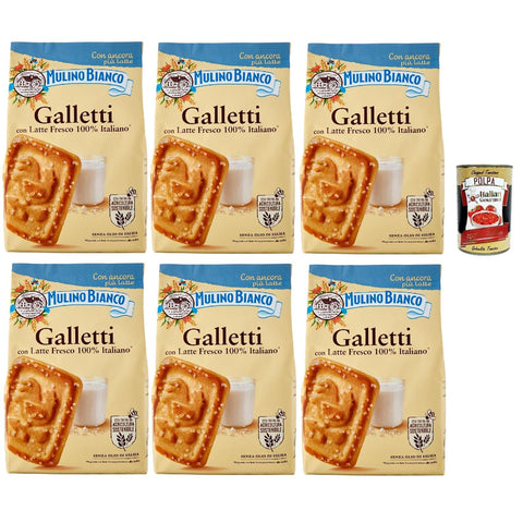 Mulino Bianco Biscotti Frollini Galletti, Kekse Mit frischer Milch 100% 6x350g Original italienisch