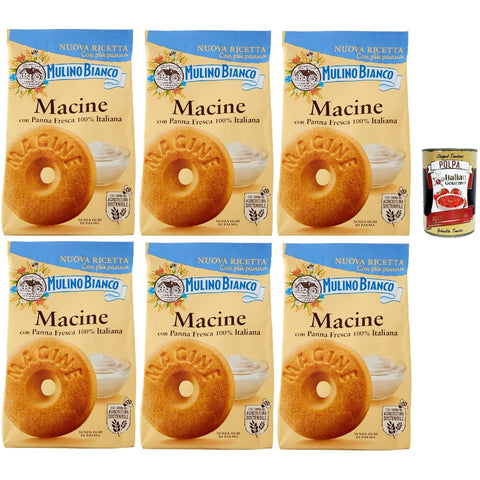 Mulino Bianco Biscotti Frollini Macine con Panna Fresca, Kekse mit frischen 100% italienischen Milch 6x350g Original italienisch