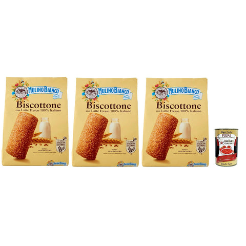 Mulino Bianco Biscottone Biscotti con Latte Fresco 100% italiano, Kekse mit frischer Milch 100% Italienisch, biscuits cookies 3x 700 g Original italienisch inkl. Italian Gourmet Polpa 400g