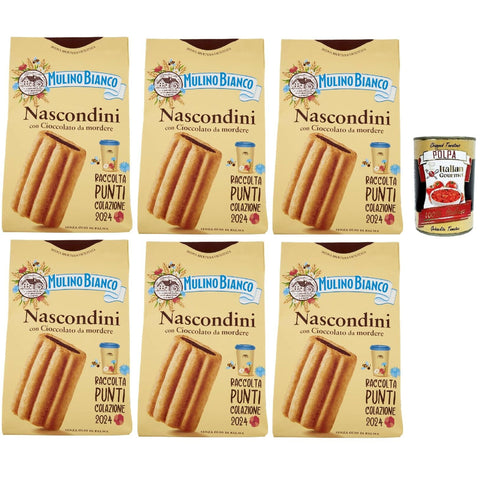 Mulino Bianco Nascondini Shortbread Kekse mit Schokolade zum Anbeißen biscuits cookies 6x 330 g inkl. Italian Gourmet polpa 400g Original italienisch