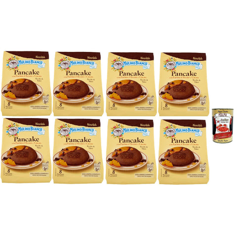 Mulino Bianco Pancake, Pfannkuchen mit Haferflocken und Kakao, Frühstück Ohne Palmöl, ohne Milch und konservative Zusatzstoffe, reich an Ballaststoffen 8x 256g inkl. Italian Gourmet polpa 400g Original italienisch