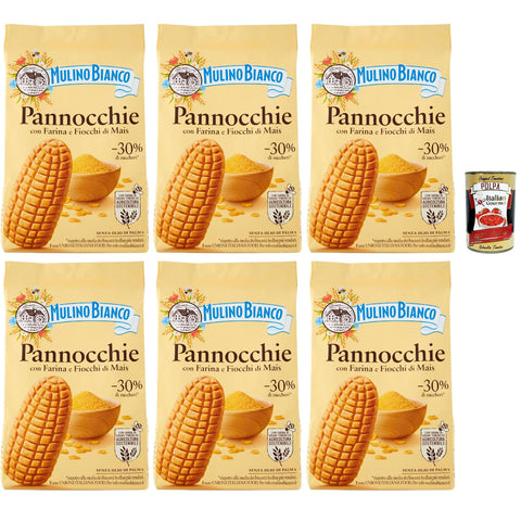 Mulino Bianco Pannocchie Biscotti con Farina di Mais, Kekse aus Maismehl, biscuits cookies 6x 350 g inkl. Italian Gourmet polpa 400g Original italienisch