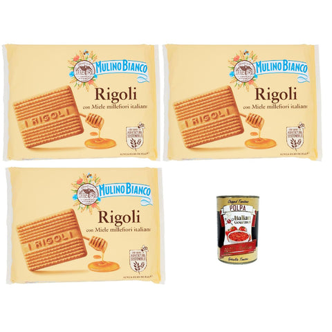 Mulino Bianco Rigoli Biscotti con Miele Millefiori Italiano, Kekse mit italienischem Millefiori - Honig, biscuits cookies 3x 800 g inkl. Italian Gourmet polpa 400g Original italienisch