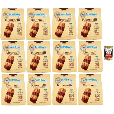 Mulino Bianco Ritornelli Biscotti con Cacao e Mandorle, Kekse mit Kakao und Mandeln, Palmölfreies, leckeres Frühstück, 12x 700 g Original italienisch inkl. Italian Gourmet Polpa 400g