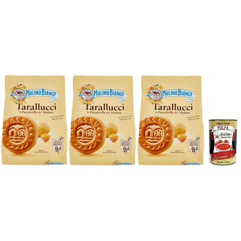 Mulino Bianco Tarallucci Biscotti con Uova Fresche 100% italiane, Kekse mit 100 % frischen italienischen Eiern, biscuits, cookies, 3x 800 g Original italienisch inkl. Italian Gourmet Polpa 400g