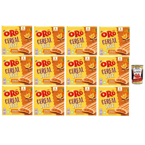 ORO SAIWA Cereal Snack Arancia, Weiche Müsli -Kekse mit Orangenfüllung, Faserquelle und Magnesium, 12x 162G Original italienisch inkl. Italian Gourmet Polpa 400g