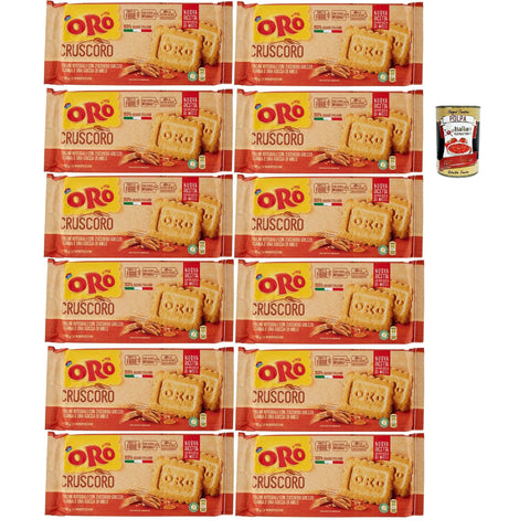 ORO SAIWA Cruscoro, kekse Kurzkurzbread mit rohem Rohrzucker und einem Tropfen Honig,, cookies biscuits 12x 400 g inkl. Italian Gourmet polpa 400g Original italienisch