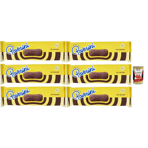 Pavesi Pavesini al Cacao, Biscotto Leggero per Colazione o Merenda, Leichter Keks mit Kakao zum Frühstück oder Snack, biscuits cookies 6x 200 g inkl. Italian Gourmet polpa 400g Original italienisch