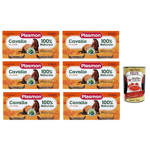 Plasmon Carne Cavallo e cereale 6x ( ) Mit italienischem Fleisch, 100% natürlich, ohne Stärken und Räume hinzugefügt 2x80g inkl. Italian Gourmet polpa 400g Original italienisch