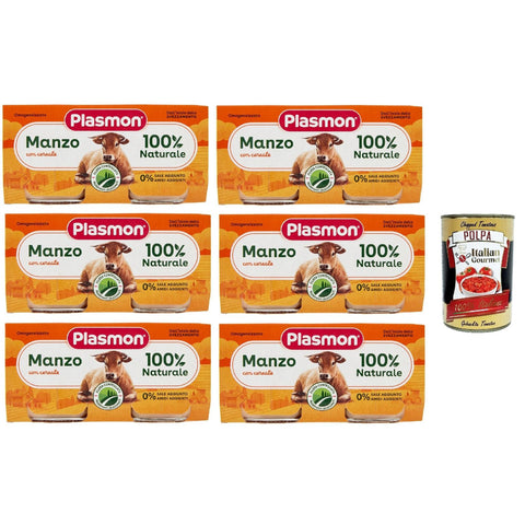 Plasmon Carne Manzo e cereale 6x ( ) Mit italienischem Fleisch, 100% natürlich, ohne Stärken und Räume hinzugefügt 2x80g inkl. Italian Gourmet polpa 400g Original italienisch