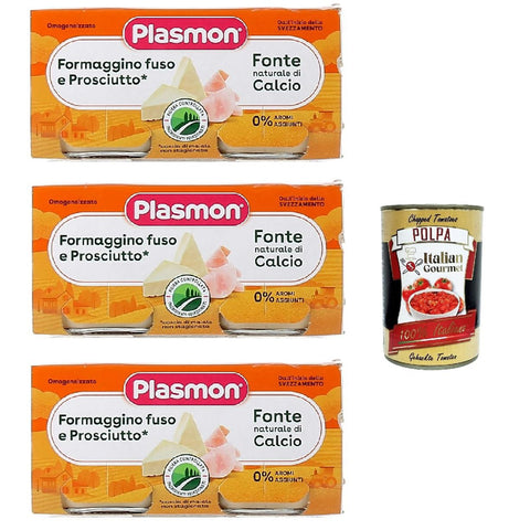 Plasmon Formaggino fuso e prosciutto 3x ( ) Mit italienischem Milch, 100% natürlich, ohne Räume hinzugefügt 2x80g inkl. Italian Gourmet polpa 400g Original italienisch