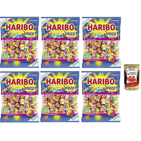 Rainbow Pixel Caramelle Gommose Frizzanti, Gusto Frutta, Funkelnde Gummibonkänen, Obstgeschmack 6x160g Original italienisch Gebäck