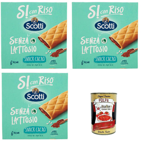 Riso Scotti Si con Riso, Barretta Snack con Farina di Riso e Ripieno al Cacao 3x150g Original italienisch Reis