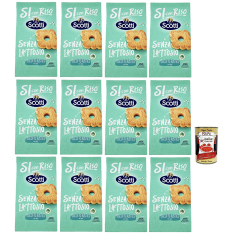 Si con Riso - Biscotto Rustico con riso - Reiskeks, rustikal, Laktose - freie und palmenfreie Kekse, Lactose - free biscuits 12x 200 g inkl. Italian Gourmet polpa 400g Original italienisch