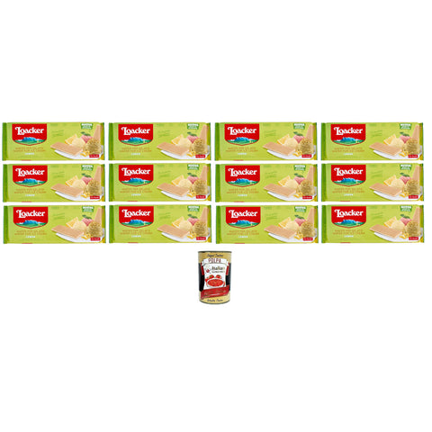 Loacker Zitronenwaffel - Schoten für Eis und Sorbet mit Creme auf Basis ätherischer sizilianischer Zitronenöle und echtem Zitronensaft Snack, Snack und Dessert 12x150gr inkl. Italian Gourmet Polpa di Pomodoro Original italienisch