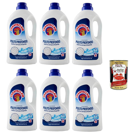 Chante Clair CHANTECLAIR PULITO PROFONDO Flüssigwaschmittel für die Waschmaschine, 28 Waschgänge 6x 1260 ml inkl. Italian Gourmet Polpa 400g Original italienisch