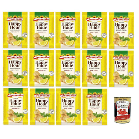 Panealba Happy Hour Crostini Con Basilico e Limone, Crostini mit Basilikum und Zitrone 14x50g Original italienisch Süße Rollen