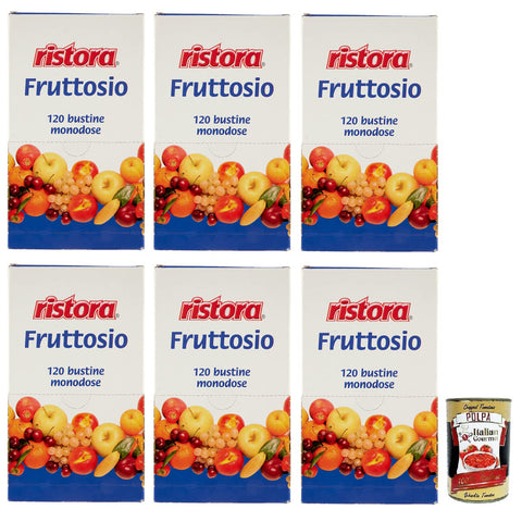 Ristora Fruttosio, Fruktose Süßstoff, 480 - g - Packung, jede Packung enthält 120 Einzeldosisbeutel à 6x 4g inkl. Italian Gourmet Polpa di Pomodoro 400g Dose Original italienisch
