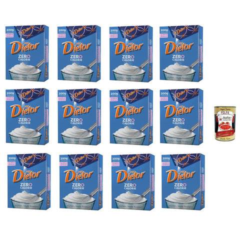 Dietor my Zero Calorie, Natürlicher Süßstoff 0 kcal, Glutenfrei, gluten free, Ohne Aspartam, in Pulverform 12x 200g Original italienisch inkl. Italian Gourmet Polpa 400g