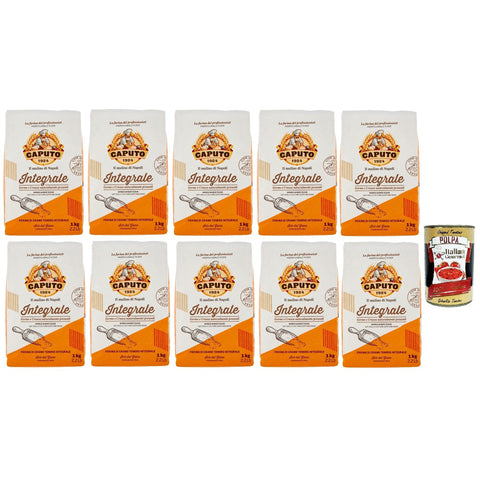 Caputo farina integrale Vollkornmehl Mehl zartes Vollkorn wholemeal flour 10x 1 kg inkl. Italian Gourmet polpa 400g Original italienisch