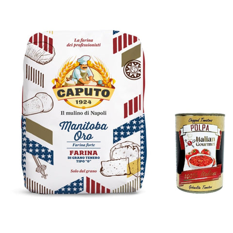 Caputo Farina Molino Manitoba oro Pizza Napoli Pizzamehl Pizza Mehl 5kg 3x Original italienisch inkl. Italian Gourmet Polpa 400g