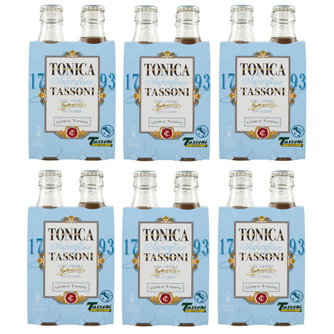 Tassoni Tonica Superfine con Aroma Naturale di Cedro Kohlensäurehaltiges Erfrischungsgetränk Tonic Water mit natürlichem Zedernaroma Glasflasche (4 x 18cl) 6x Original italienisch