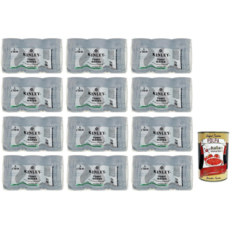 Kinley Tonic Water, Kohlensäurehaltiges Getränk mit einem intensiven und erfrischenden Geschmack, Einweg - Mini Dosen 72x 150ml inkl. Italian Gourmet Polpa di Pomodoro 400g Dose Original italienisch