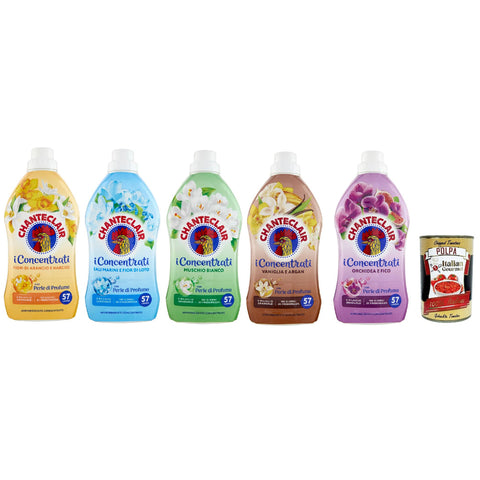Chante Clair CHANTECLAIR i Concentrati Ammorbidente Testpaket, Weichspüler Test set lang anhaltender Duft 57 Wäschen Waschmittel + Itlaian Gourmet polpa 400g 5x 1000ml Original italienisch