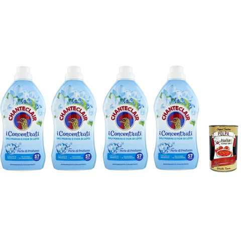 CHANTECLAIR I Concentrati - Konzentrierter Weichspüler, Duft nach Meersalz und Lotusblume, für weiche und duftende Kleidung - 57 Wäschen 4x 1140ml & Italian Gourmet polpa 400g Original italienisch