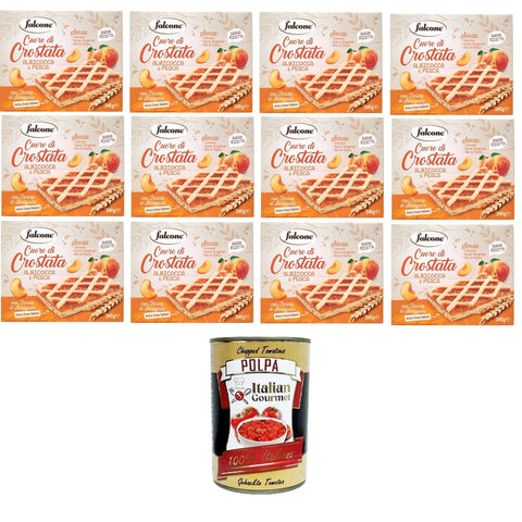 Falcone Cuore di Crostata Albicocca e Pesche, Aprikosen - Pfirsich - Tarte - Herz 12x240gr inkl. Italian Gourmet polpa 400g Original italienisch