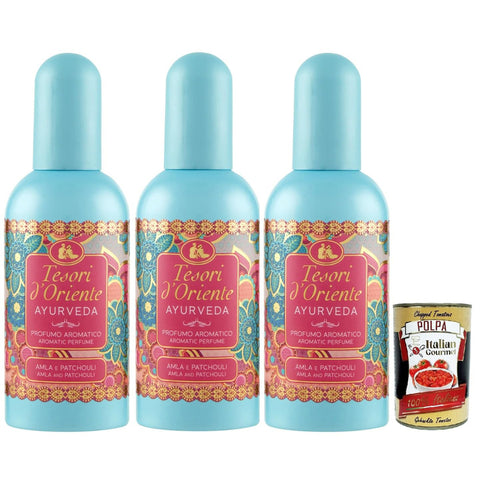 Tesori d'oriente Ayurveda Profumi Edt Eau de Toilette spray, Aromatic perfume, Frischer und blumiger Duft 3x100ml Original italienisch Pflege