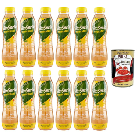 Vitasnella Depurathé Tè al Limone,Eistee aus Zitrone mit reinigenden Kräutern,Hagebutten und Zitronenmelisse,Ohne Zucker Einweg PET 500 ml italienisch Original