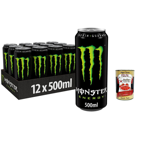 Monster Energy - koffeinhaltiger Energy Drink mit klassischem Energy-Geschmack 500 ml 48x italienisch Original Pastasauce + kostenlos polpa 400 g