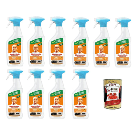 Mastro Lindo Küchenspray Entfetter, 10er Pack (500 ml), Zitrusduft, entfernt bis zu 100% Schmutz und Eingebranntes, keine Kratzer, Inhaltsstoffe pflanzlichen Ursprungs italienisch Original