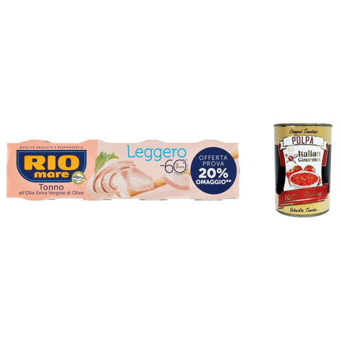 Rio Mare Tonno all'Olio Extra Vergine di Oliva Leggero, leichten Thunfisch mit extra nativenOlivenöl 4x60g Original italienisch Feinkost